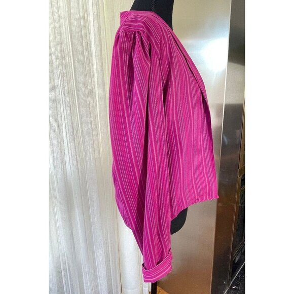 Vintage 80s twinset, pink striped long sleeves blouse, with camisole, size 6 - Picture 6 of 10